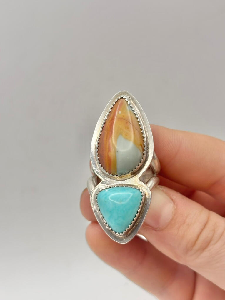 Sterling Silver Turquoise and Desert Jasper Ring