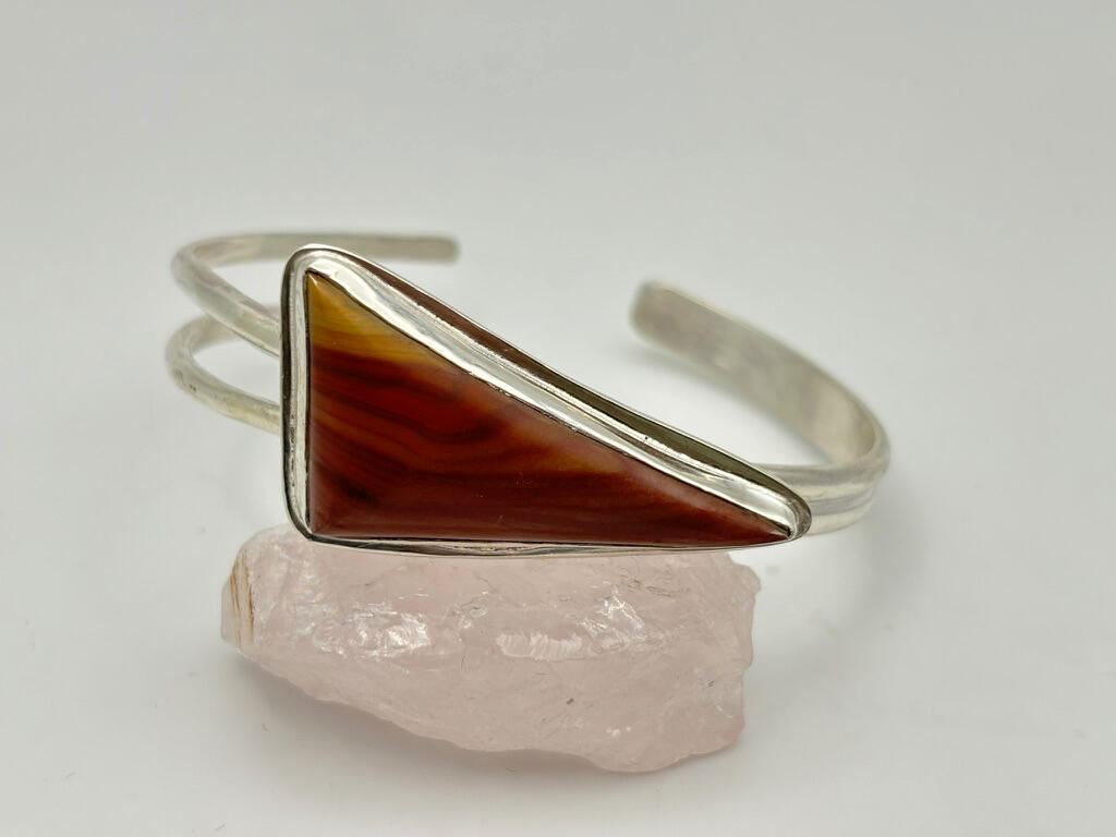 Sterling Silver Red/Yellow Jasper Cuff Bracelet