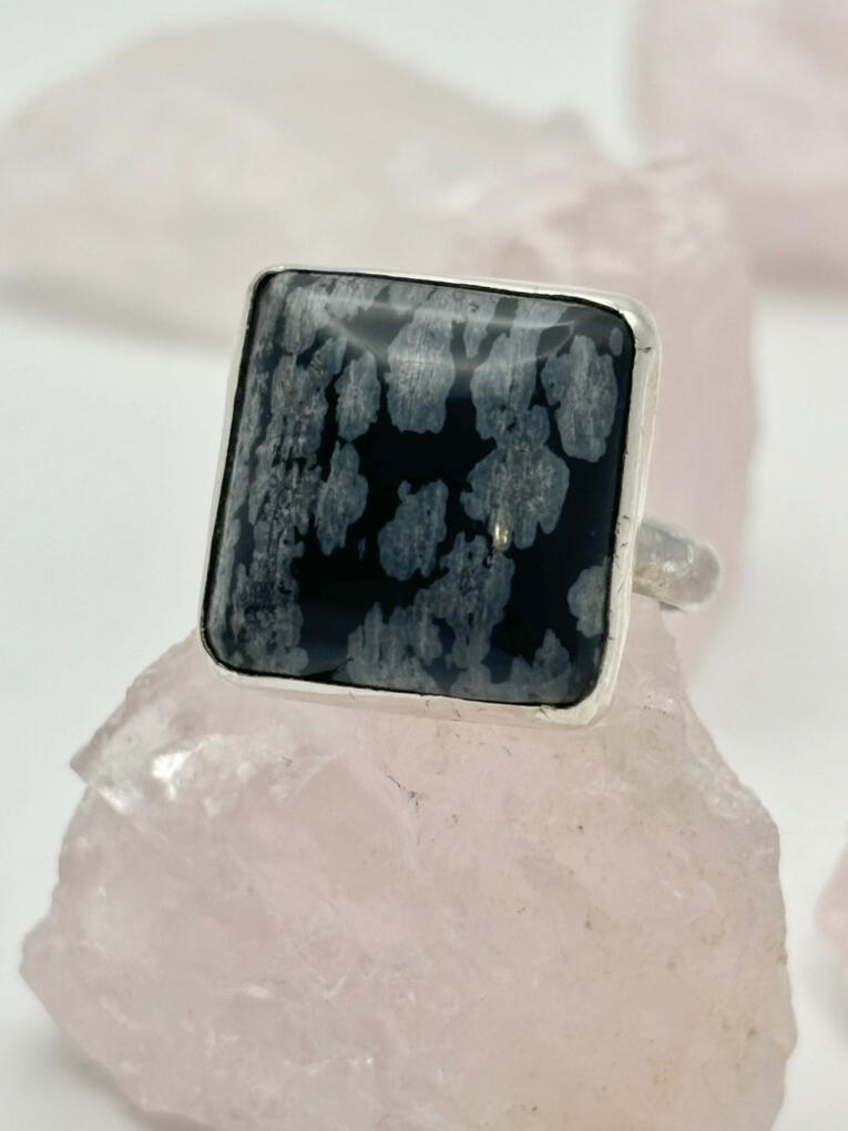 Sterling Silver Snowflake Obsidian Ring
