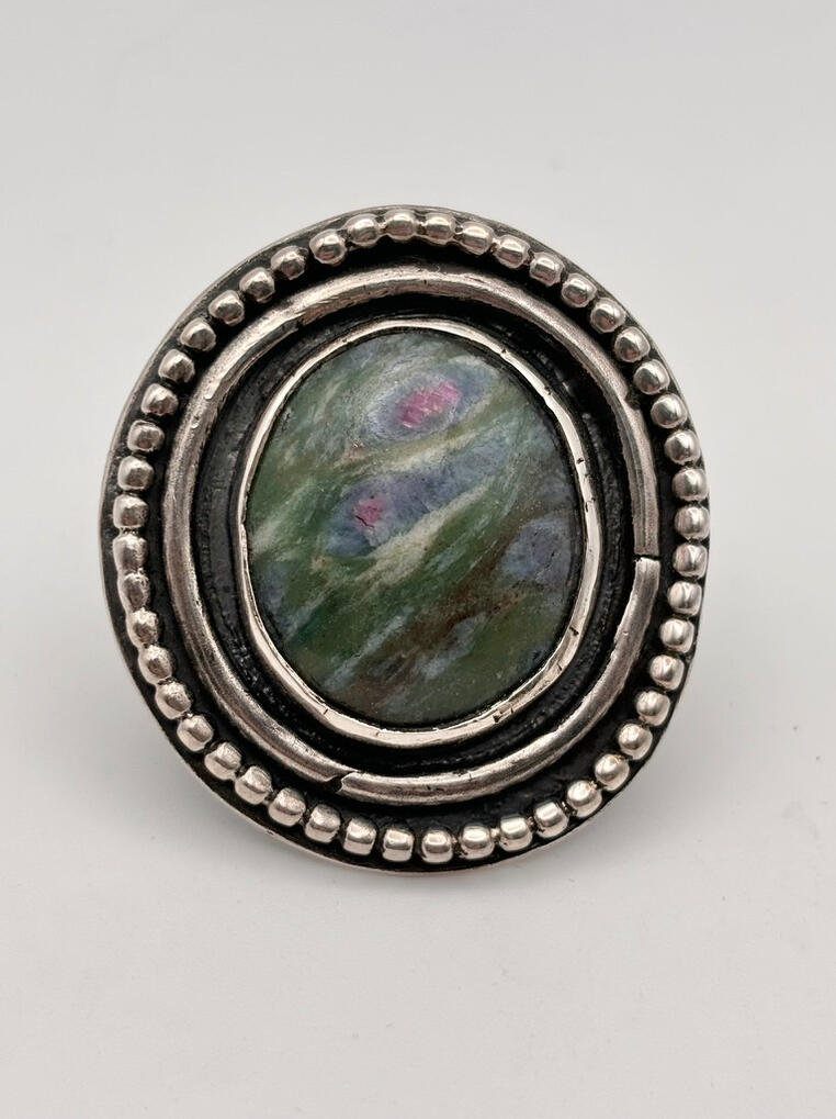 Sterling Silver Ruby Fuchsite Ring