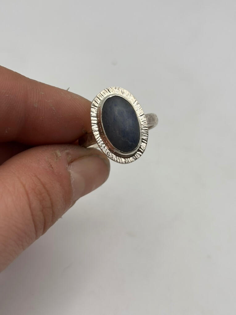 Stamped Sterling Silver Blue Aventurine Ring