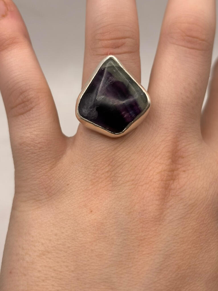 Sterling Silver "Rainbow" Fluorite Ring