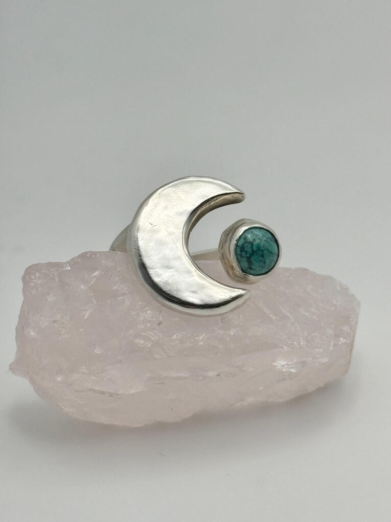 Sterling Silver Crescent Moon and Turquoise