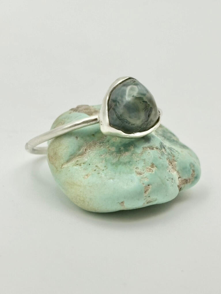 Sterling Silver Moss Agate Stacker