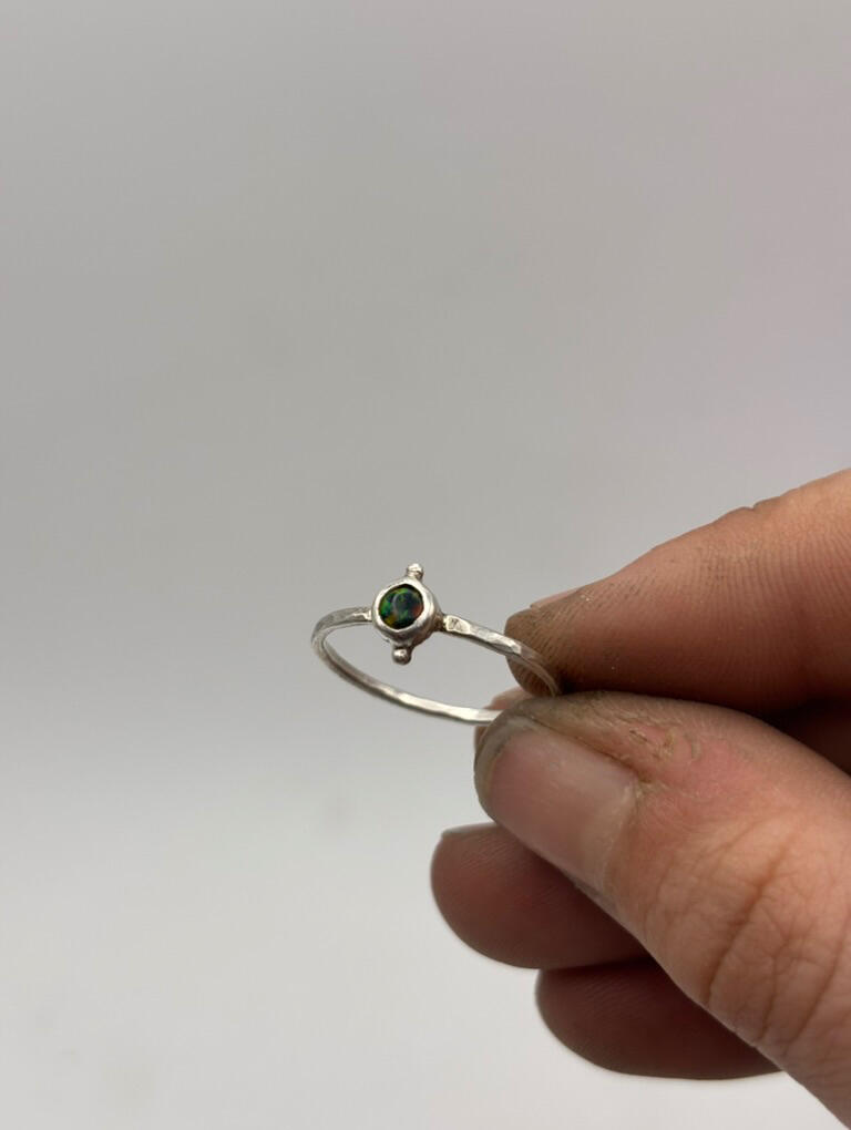 Sterling Silver Black Kyocera Ring