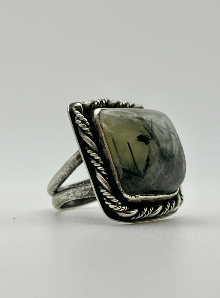 Sterling Silver Prehnite Ring