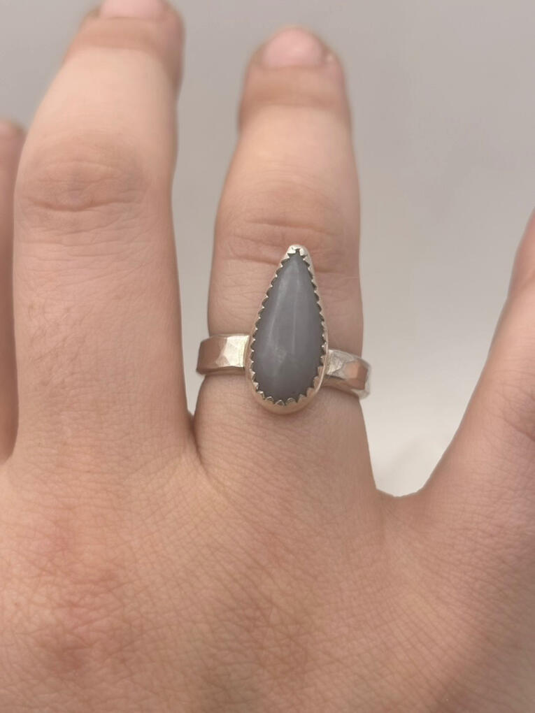Sterling Silver Angelite Teardrop Ring