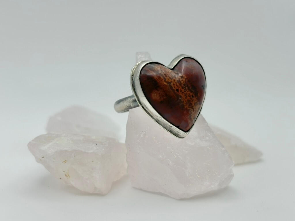 Sterling Silver Agate Heart Ring