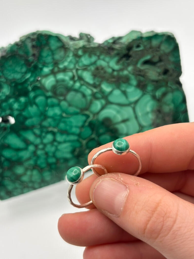 Sterling Silver Malachite Stackers