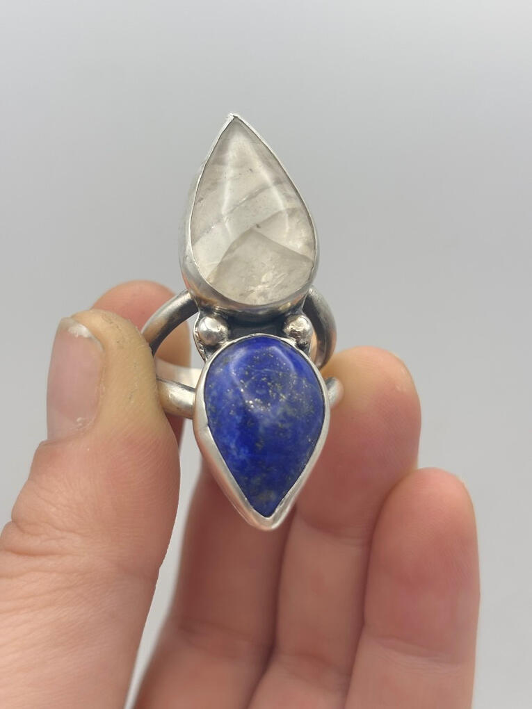 Sterling Silver Lapis Lazuli and Clear Quartz