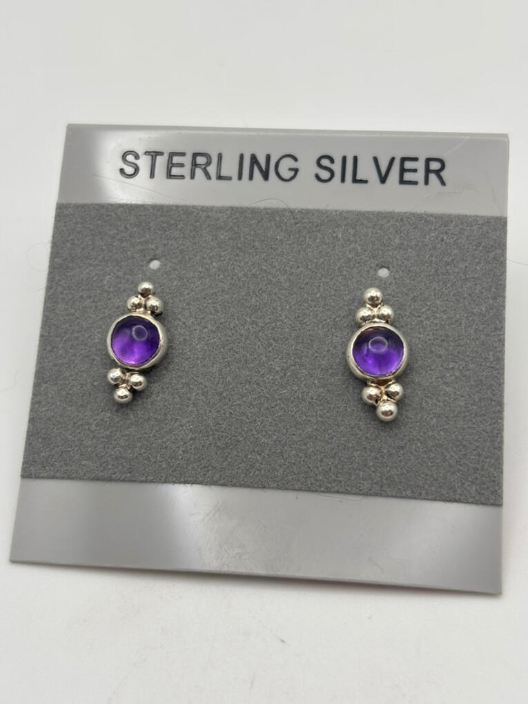 Sterling Silver AAA Grade Amethyst Earrings