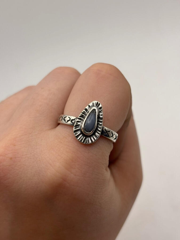 Stamped Sterling Silver Angelite Ring