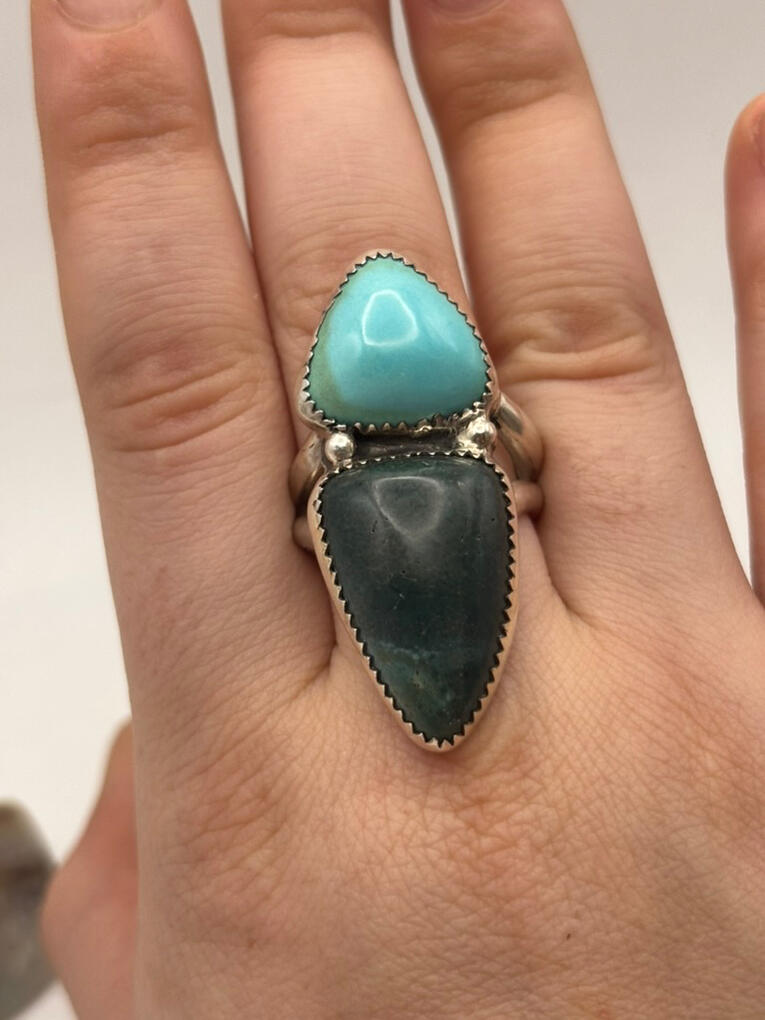 Sterling Silver Turquoise and Ocean Jasper Ring